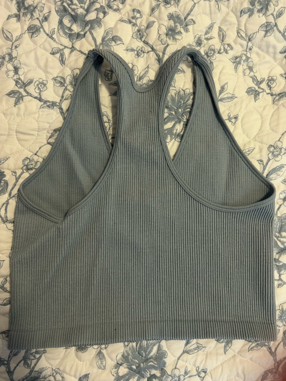 Ododos Ribbed Racerback Crop Tank - Gray - Picture 2 of 3